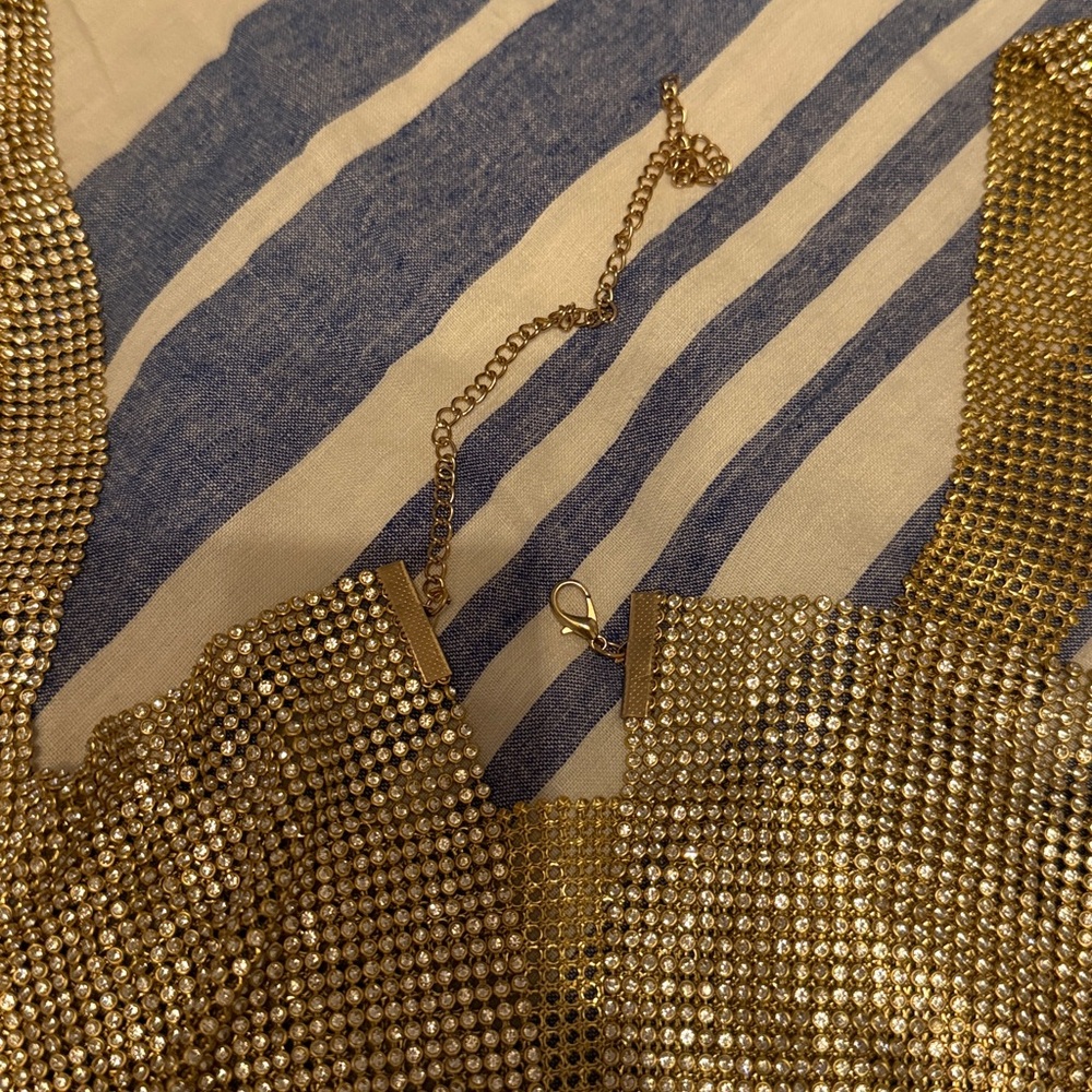 Gold Rhinestone Crop Top - Picture 3 of 4